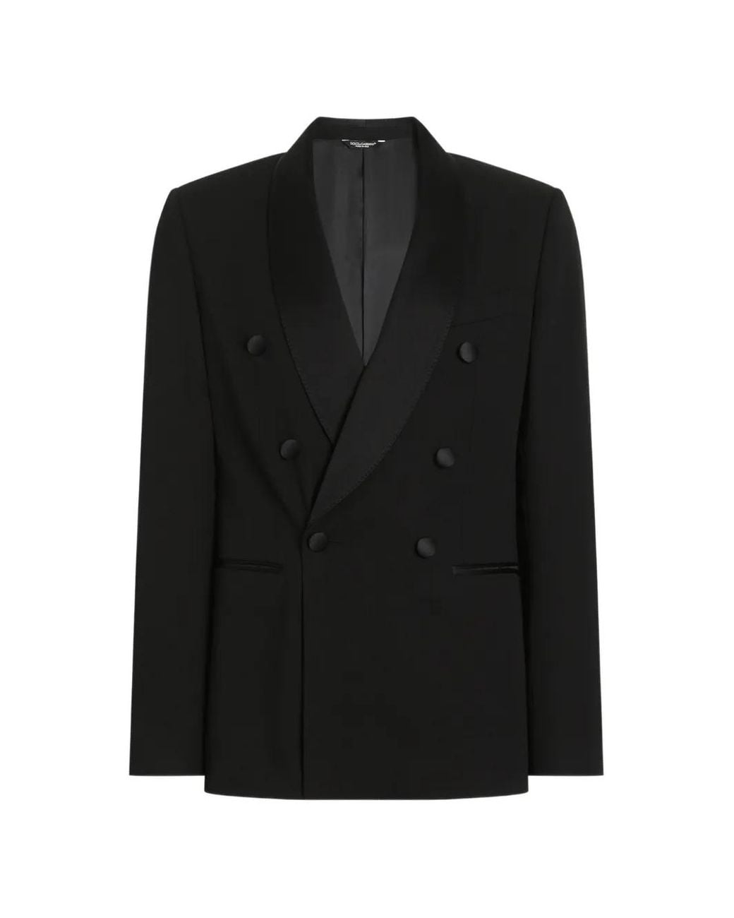 Dolce & Gabbana Black Dolce & Gabbana Double-Breasted Techno Gabardine Jacket for men