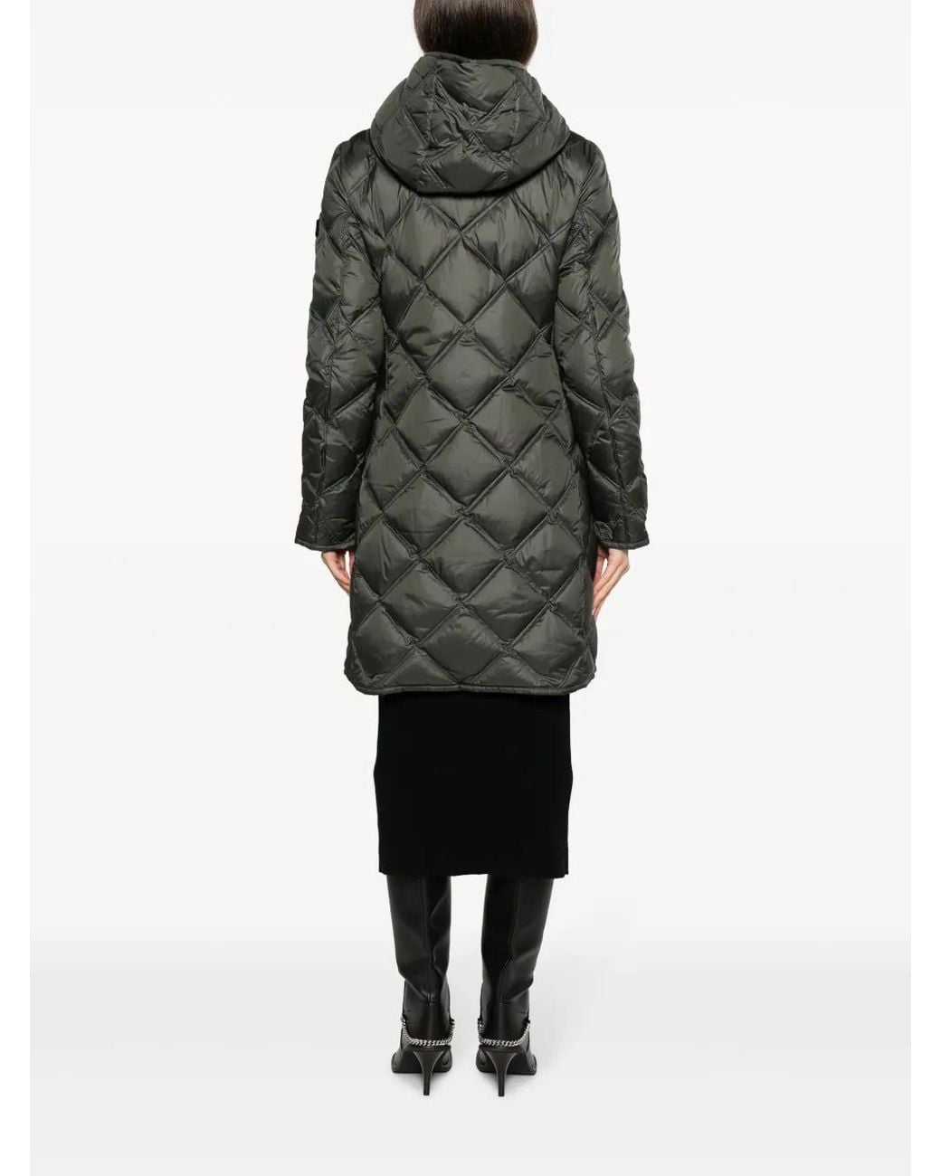 Peuterey Gray Hooded Quilted Coat