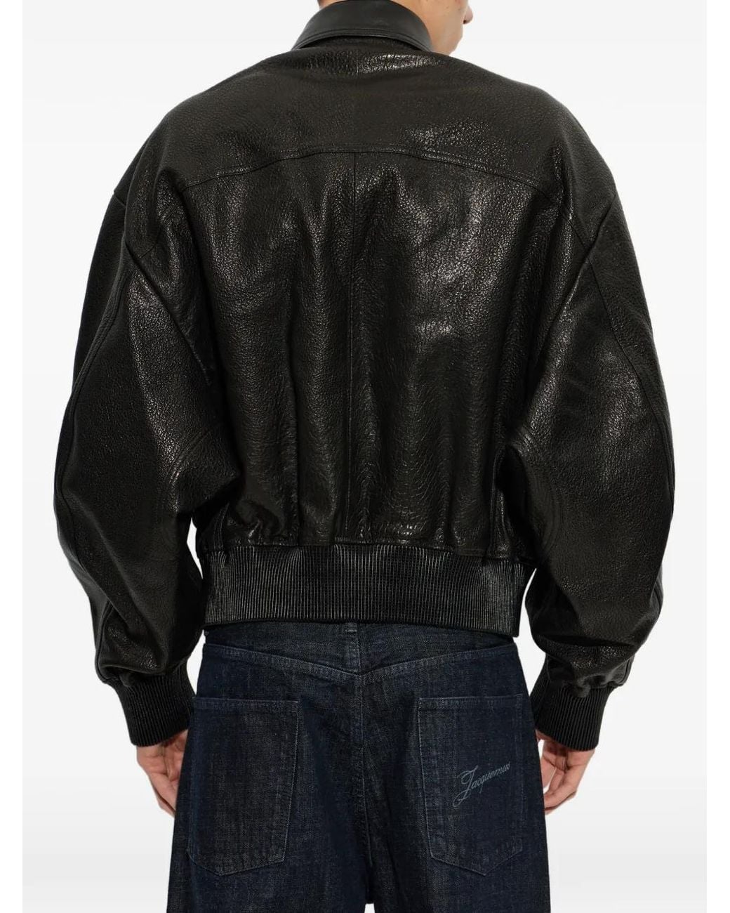 Jacquemus Black The Losange Leather Bomber Jacket for men