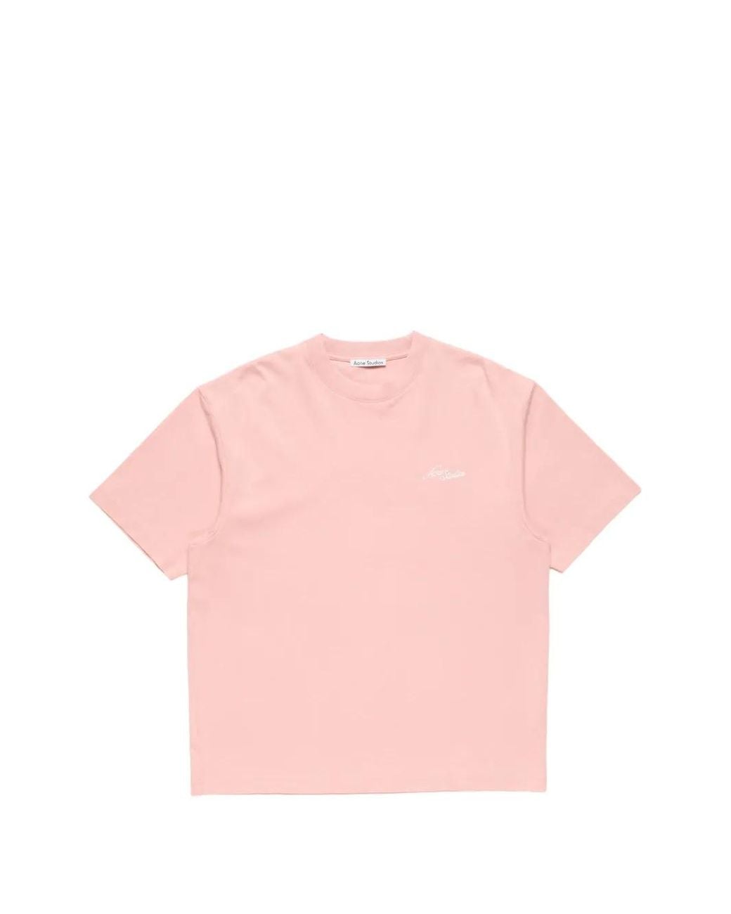 Acne Pink Jersey T-Shirt With Logo