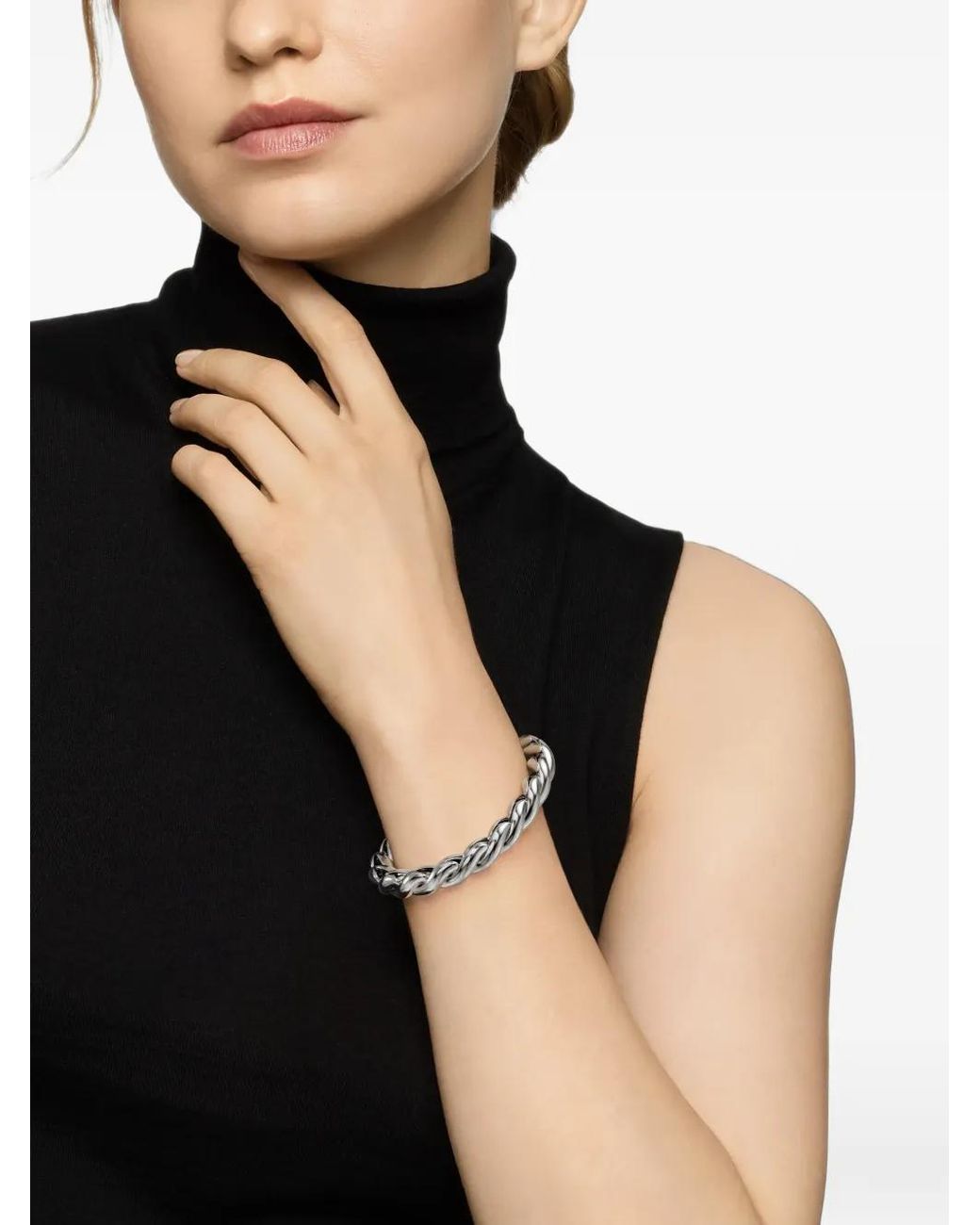 David Yurman Black Sculpted Cable-Chain Bracelet