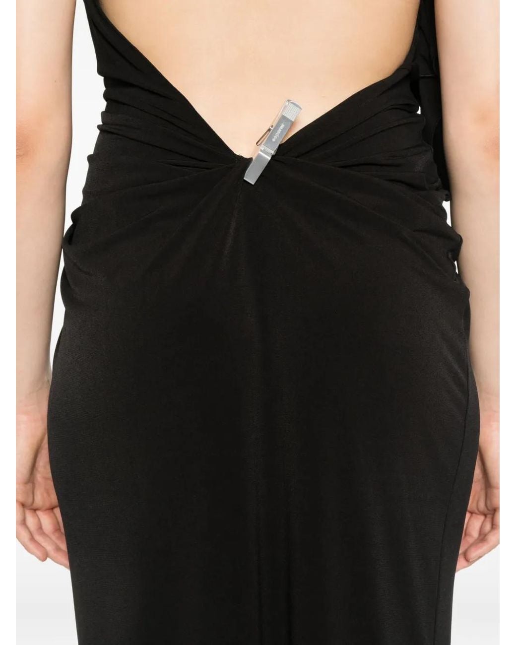 Coperni Black Draped Washing-Clip Evening Dress