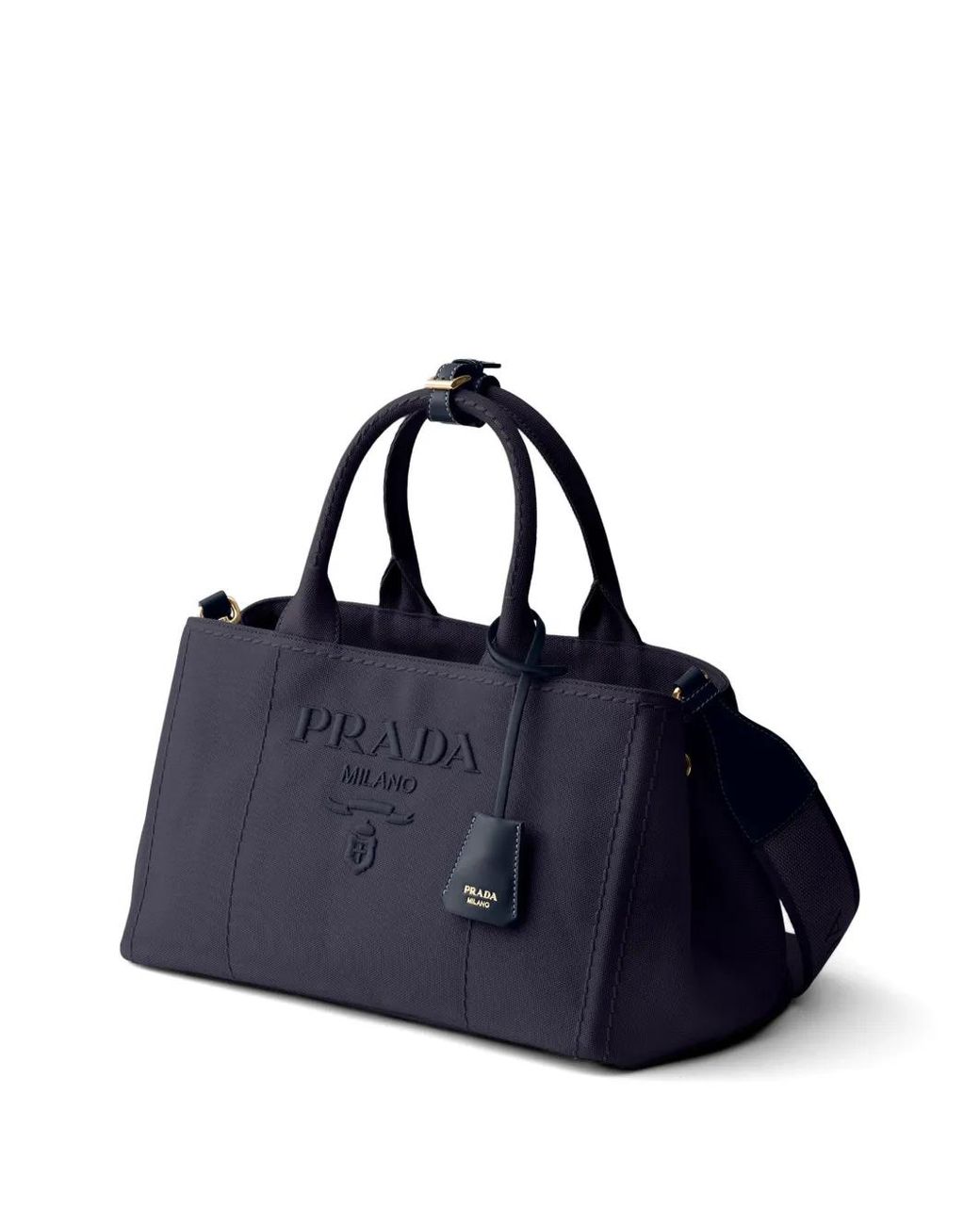 Prada Blue Jardinière Large Cotton Canvas Handbag