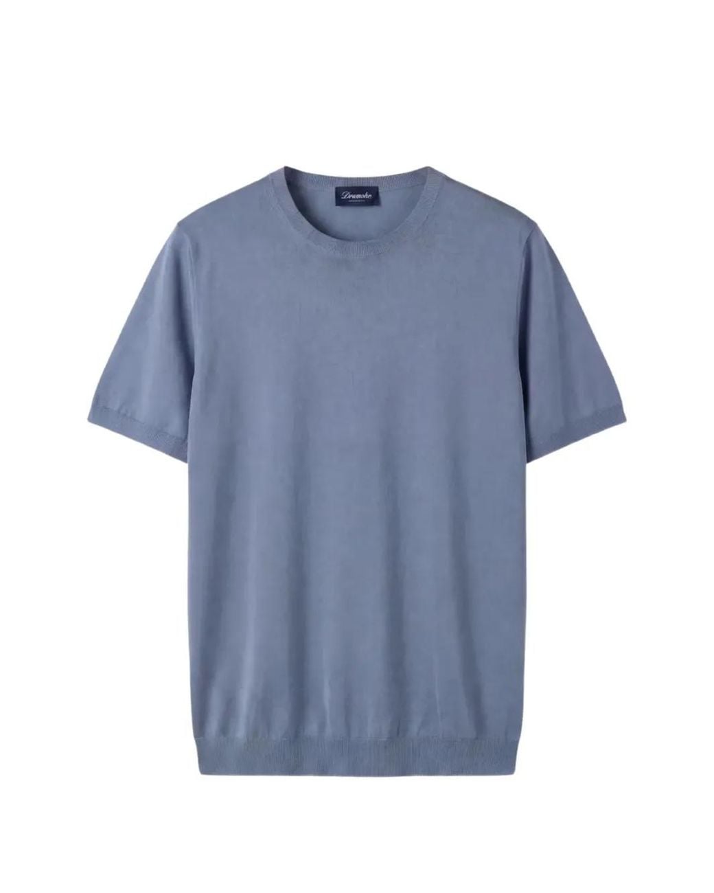 Drumohr Blue Fine-Knit Short-Sleeve T-Shirt for men