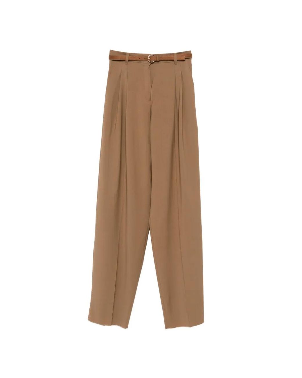 Max Mara Natural Pleated Belted Trousers