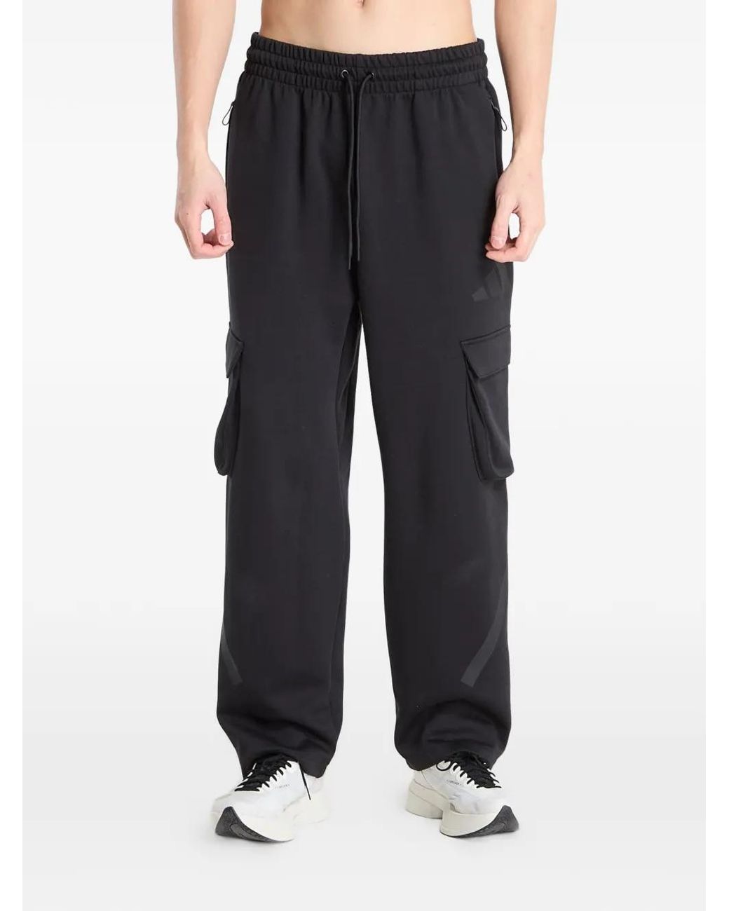 Adidas Black Pantalon Cargo À Logo Imprimé for men