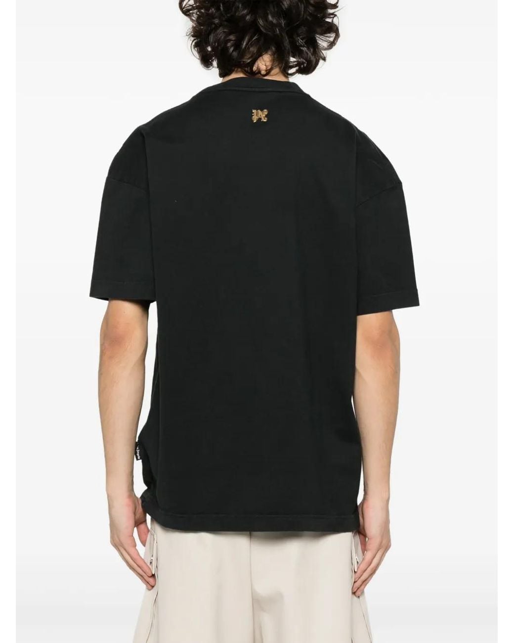 Palm Angels Black Burning Monogram T-Shirt for men