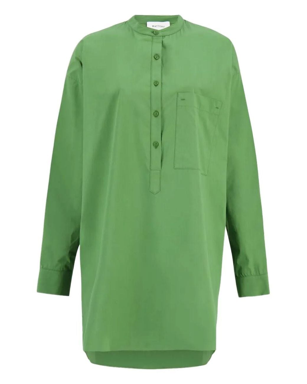 Matteau Green Popover Long-Sleeve Mini Shirt Dress