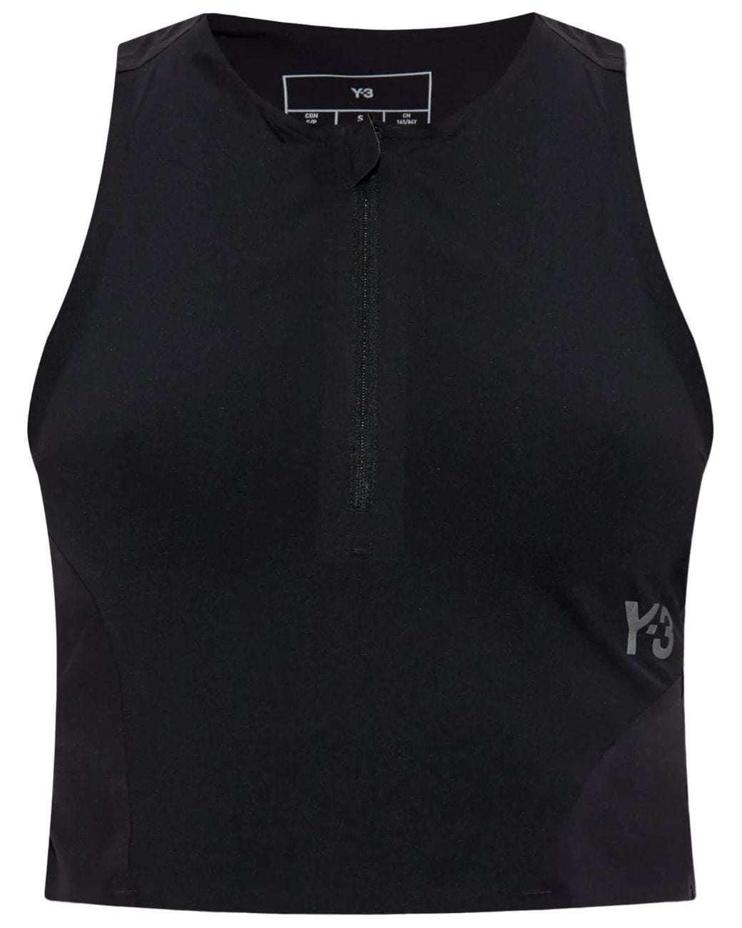 Y-3 Black Cropped Performance Tank Top
