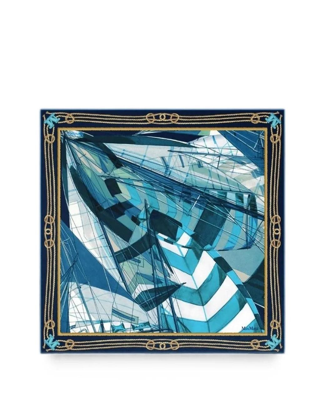 Max Mara Blue Foulard Imprimé En Soie