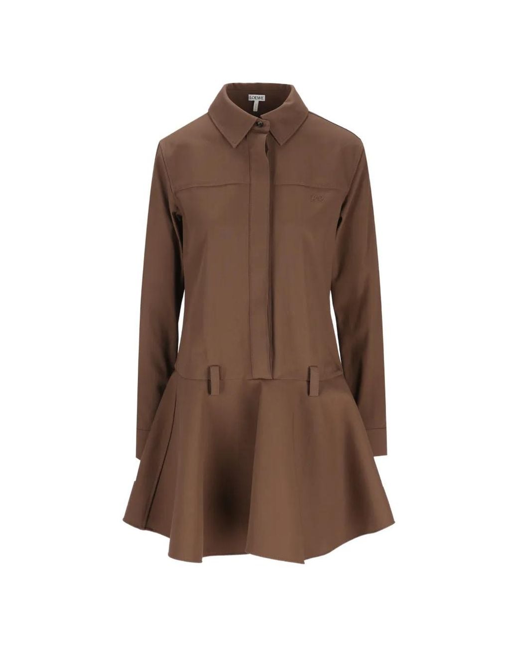 Loewe Brown Robe-Chemise Évasée À Broderie Anagram