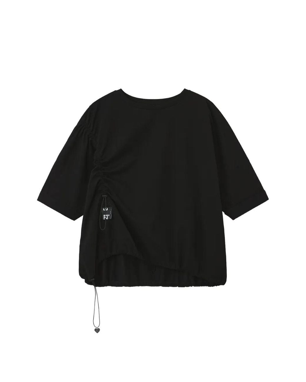 Izzue Black Gathered T-Shirt