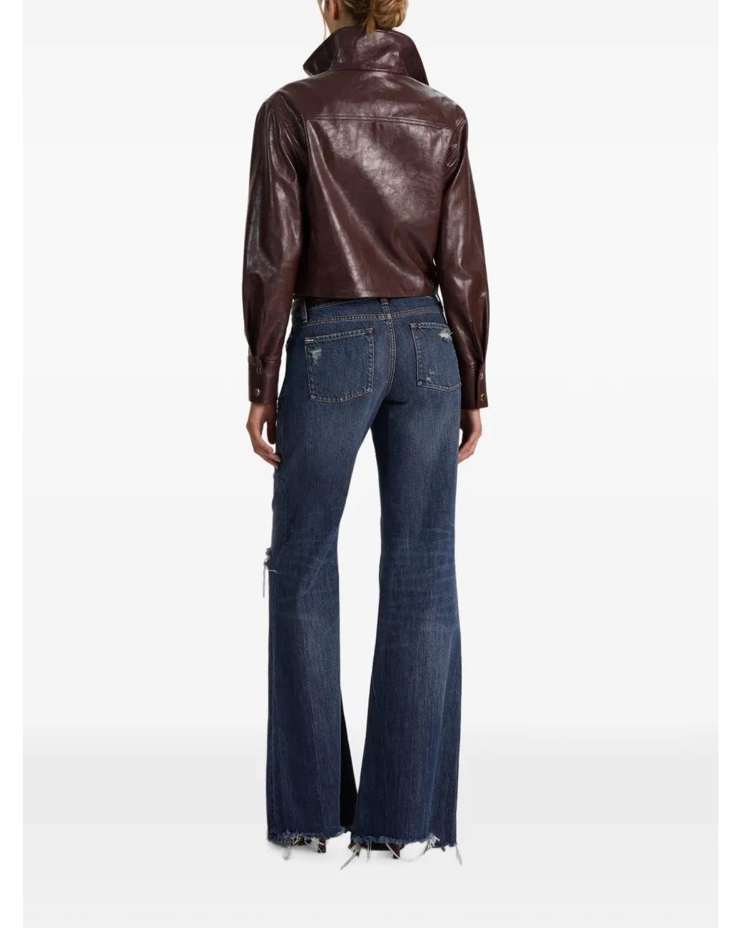Alice + Olivia Brown James Funnel-Neck Jacket