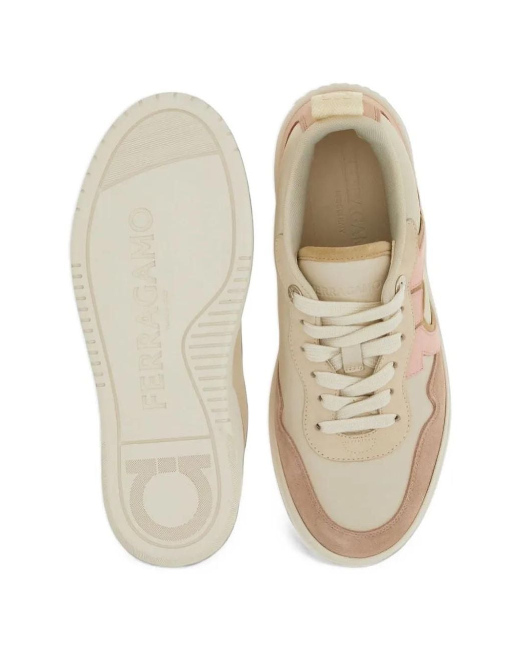 Ferragamo White Panelled Sneakers