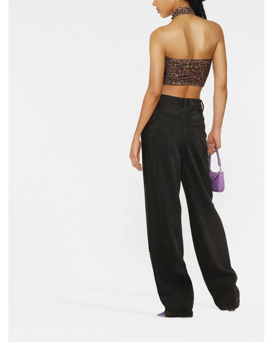 Gcds Brown Leopard-Print Halterneck Top