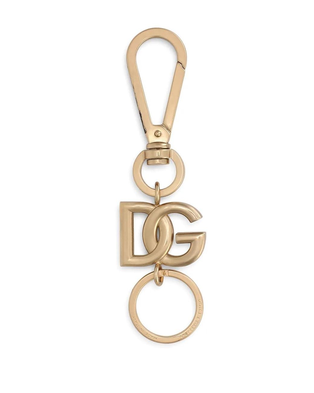 Dolce & Gabbana Metallic Logo-Plaque-Tone Keyring for men