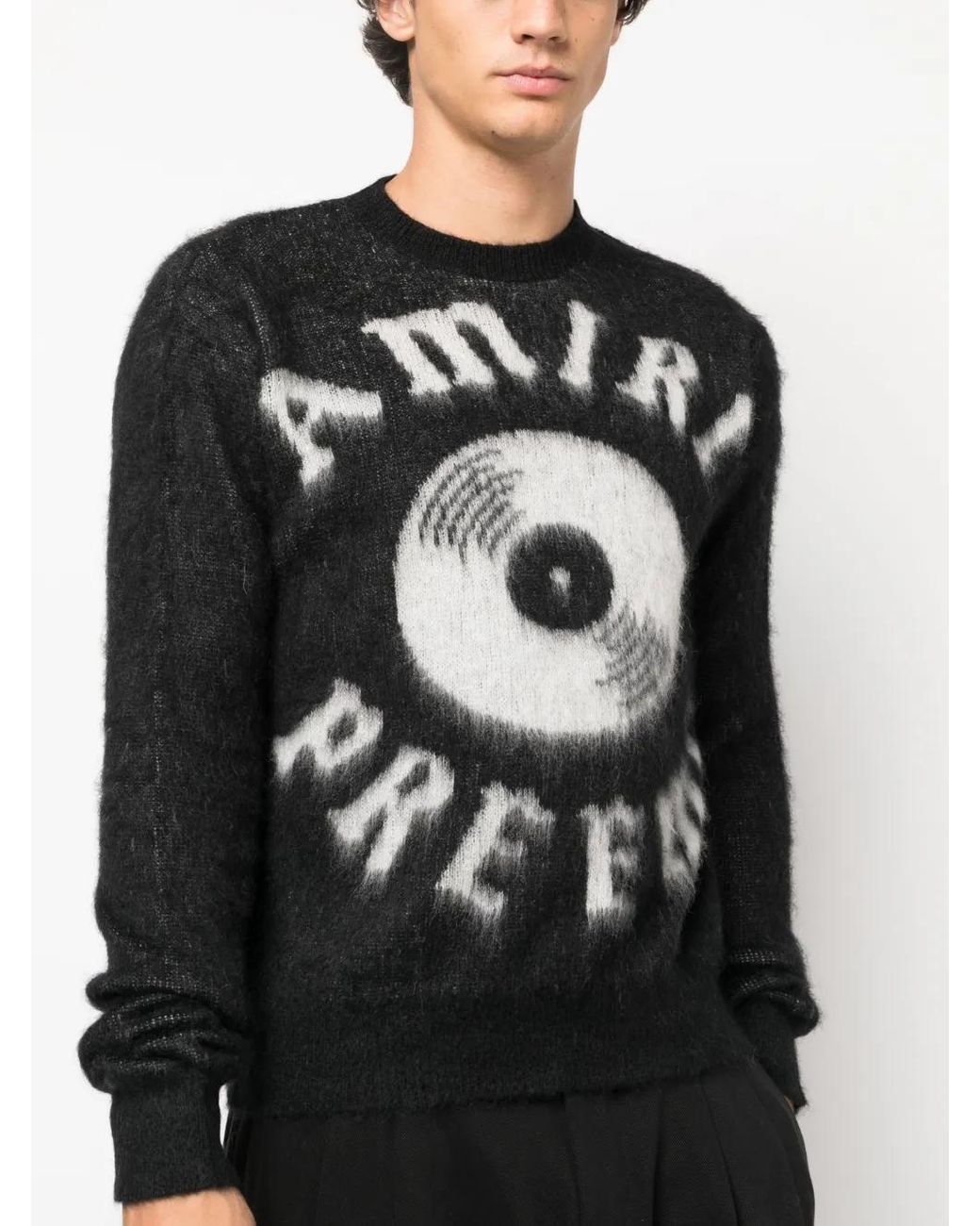 Pull en fil brossé Premier Record Amiri pour homme en coloris Black