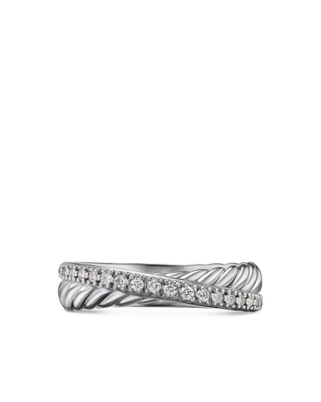 David Yurman Metallic Sterling Crossover Diamond Ring (5.3Mm)