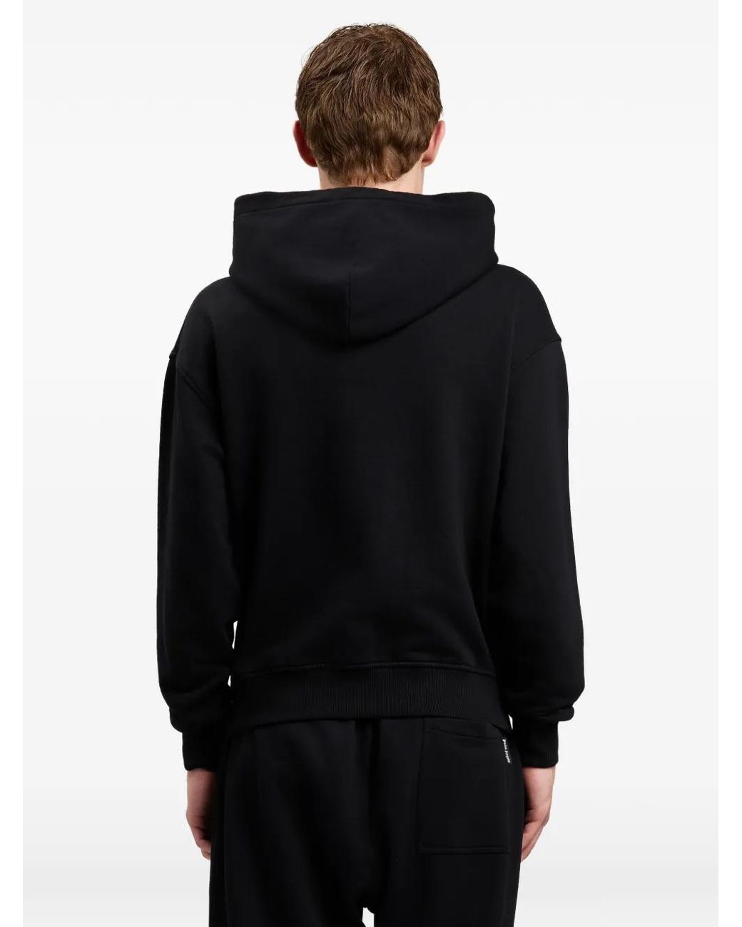 Palm Angels Black Neck Logo Hoodie for men
