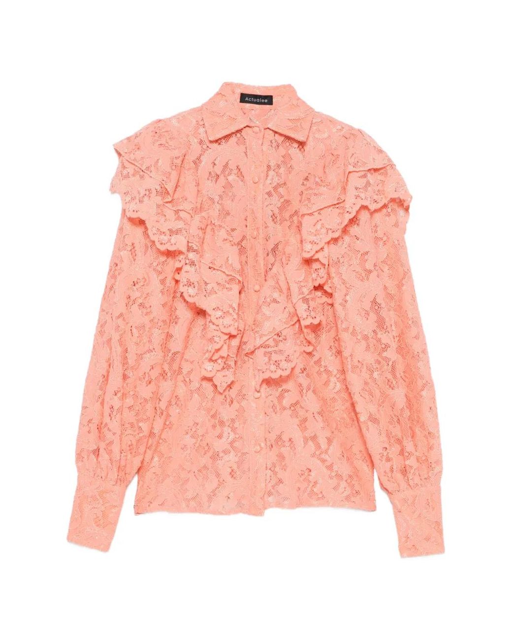 Pink Ruffle Lace ACTUALEE Ruffled Lace Blouse in Pink | Lyst UK