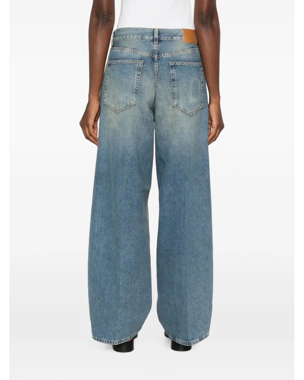 6397 Blue Wide-Leg Whiskers-Effect Jeans