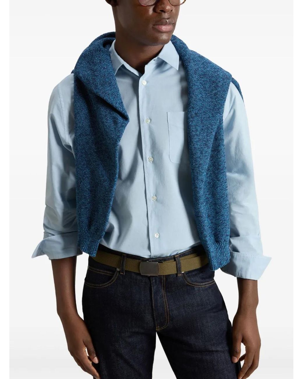 Woolrich Blue Poplin Shirt for men