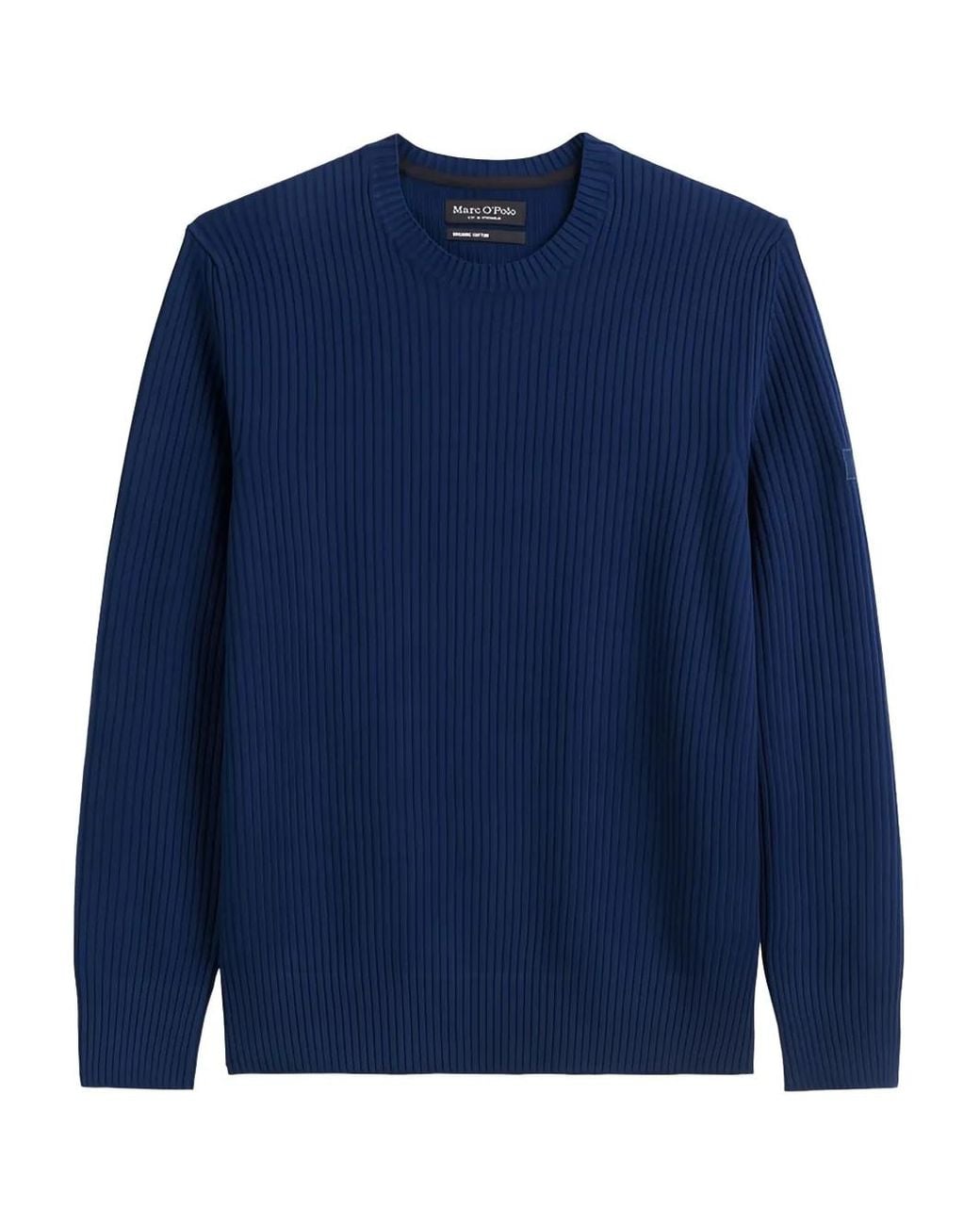 Marc O' Polo Blue Ribbed Crew-Neck Sweater for men