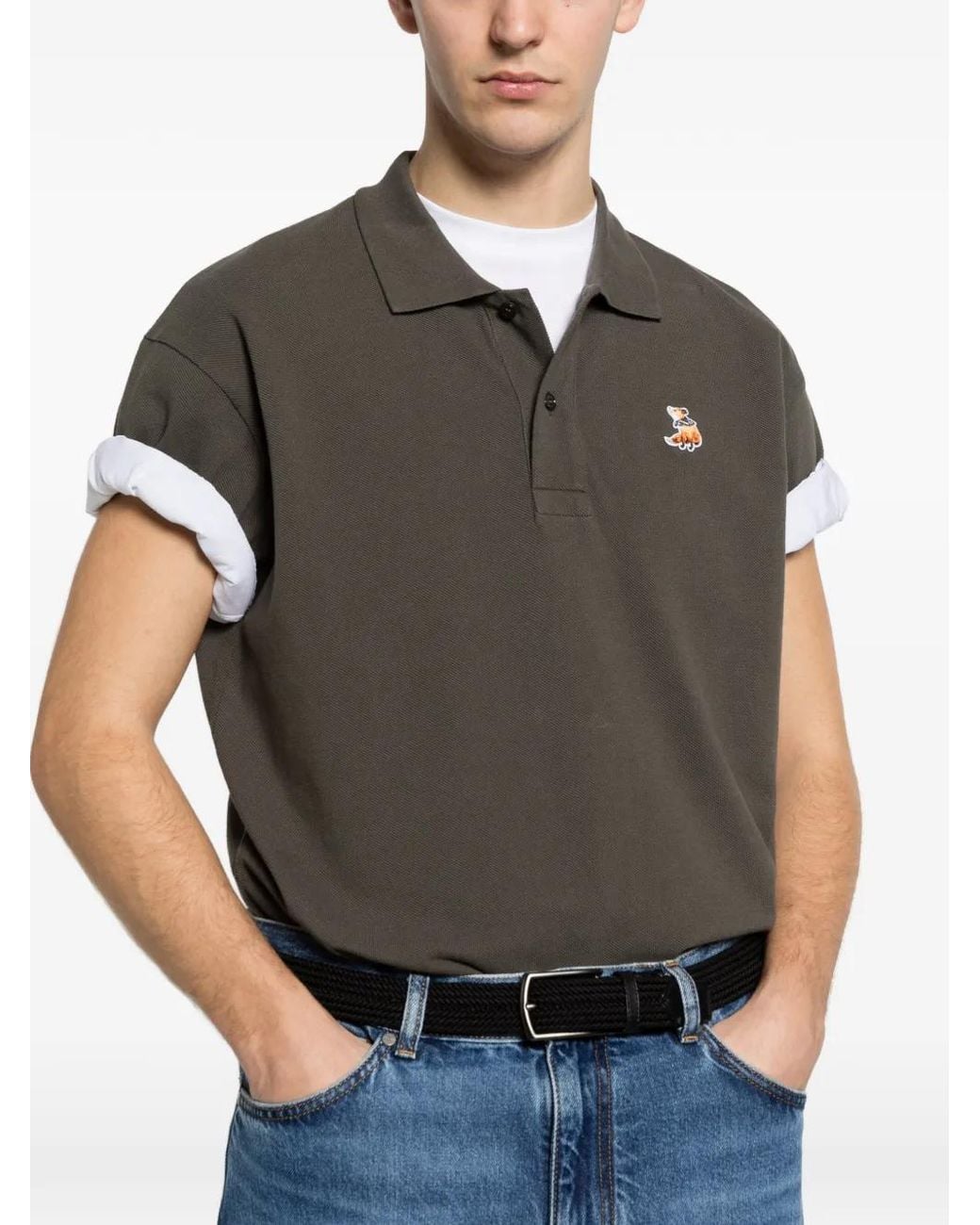 Maison Kitsuné Gray Dreaming Fox Comfort Polo for men