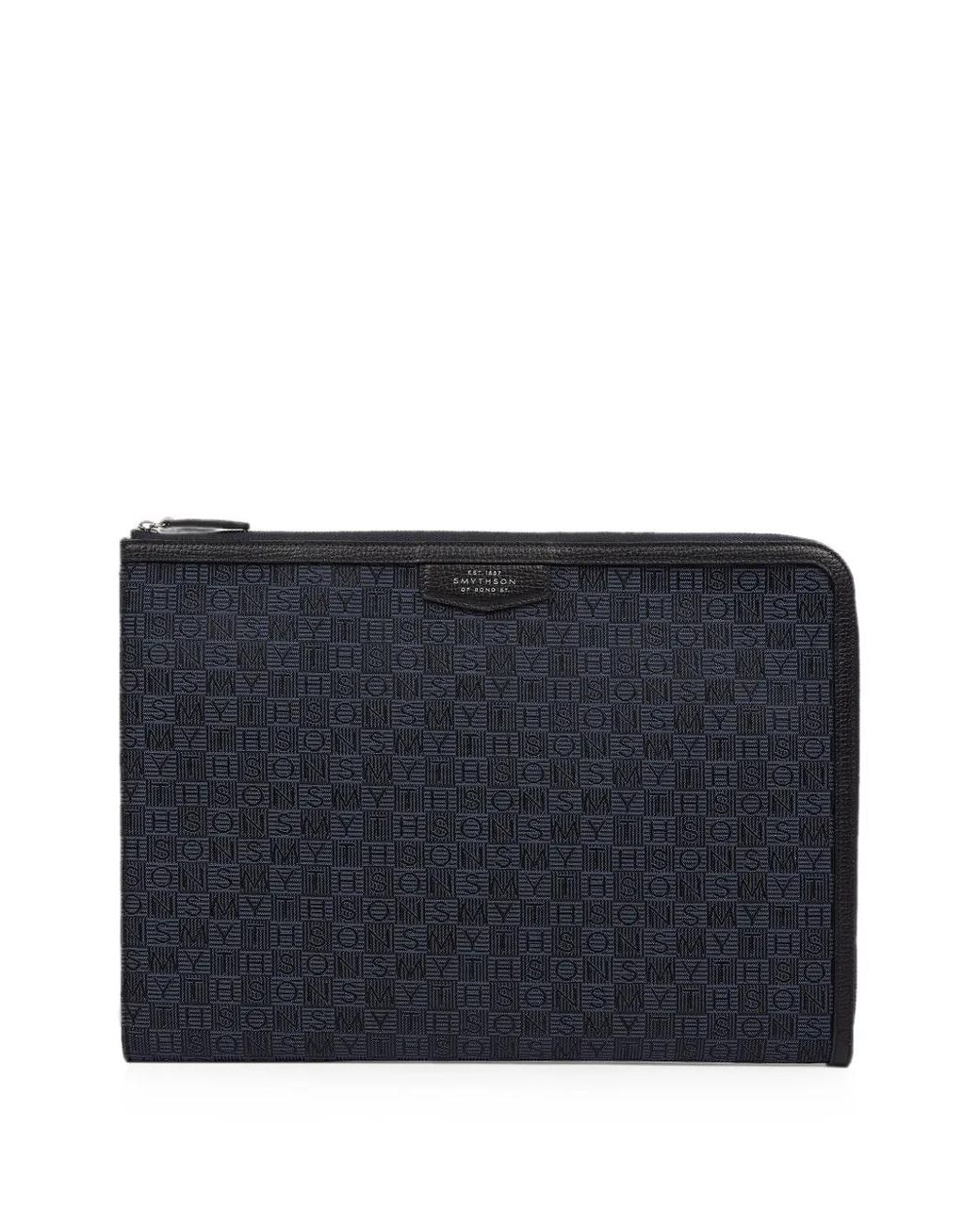 Smythson Blue Small Stamp-Canvas Laptop Case
