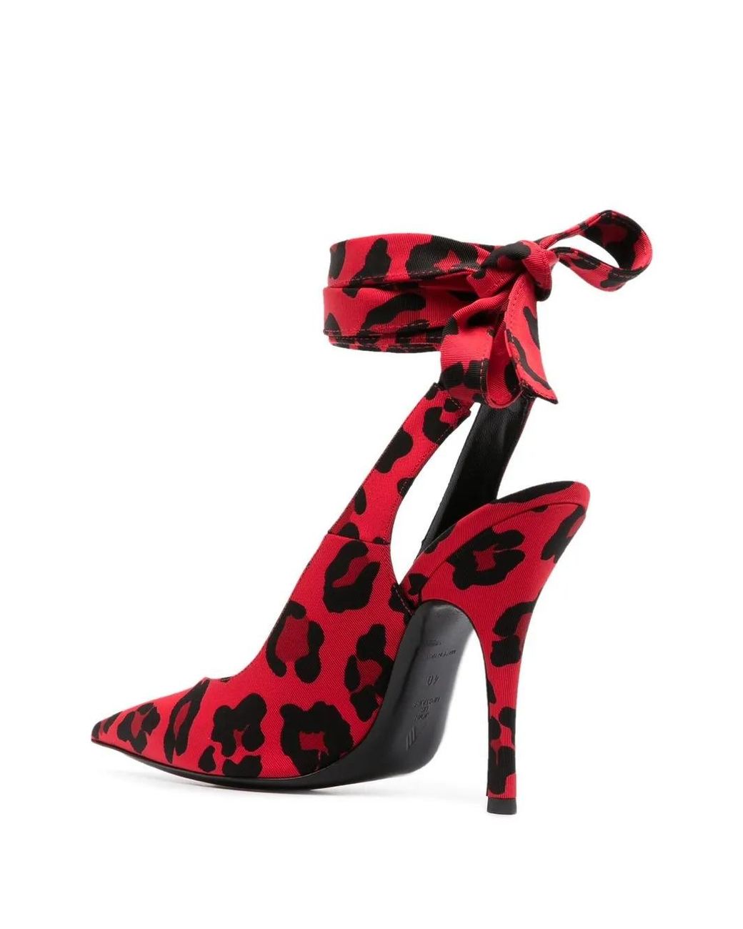 The Attico Red Leopard-Print Pointed-Toe Pumps