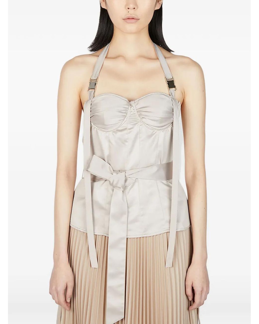 ROKH Natural Halterneck Corset Top