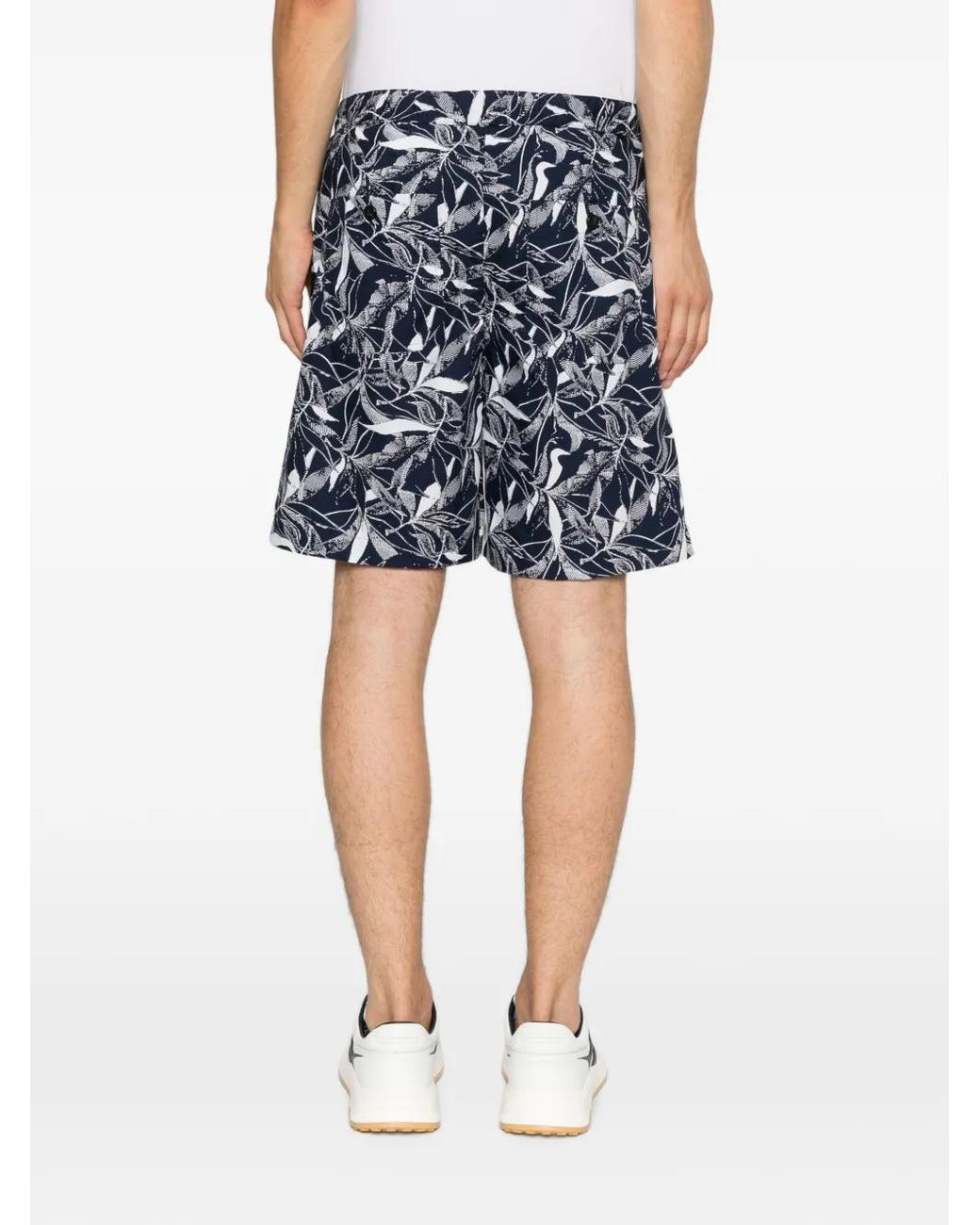 Michael Kors Blue Leaf-Print Drawstring Shorts for men