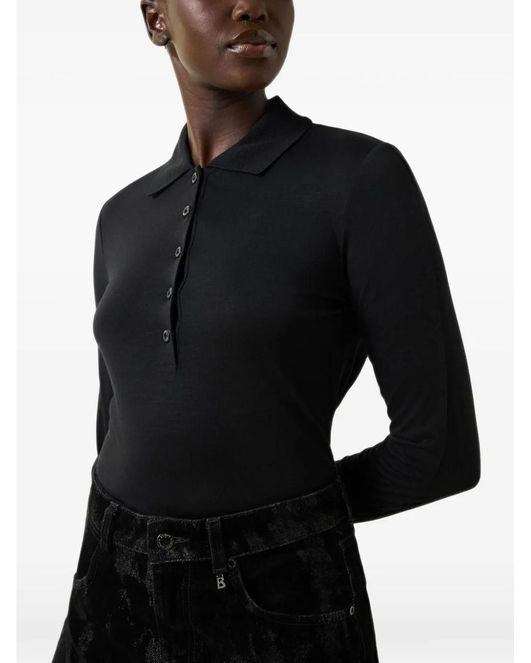 Bogner Black Whoopy Long-Sleeve Polo Top