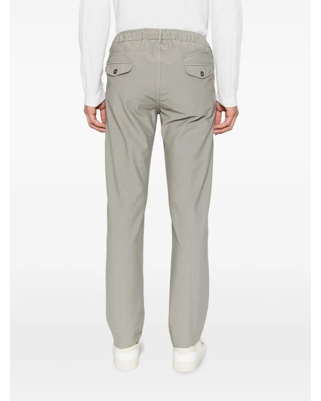 Eleventy Gray Drawstring-Waistband Straight-Leg Trousers for men