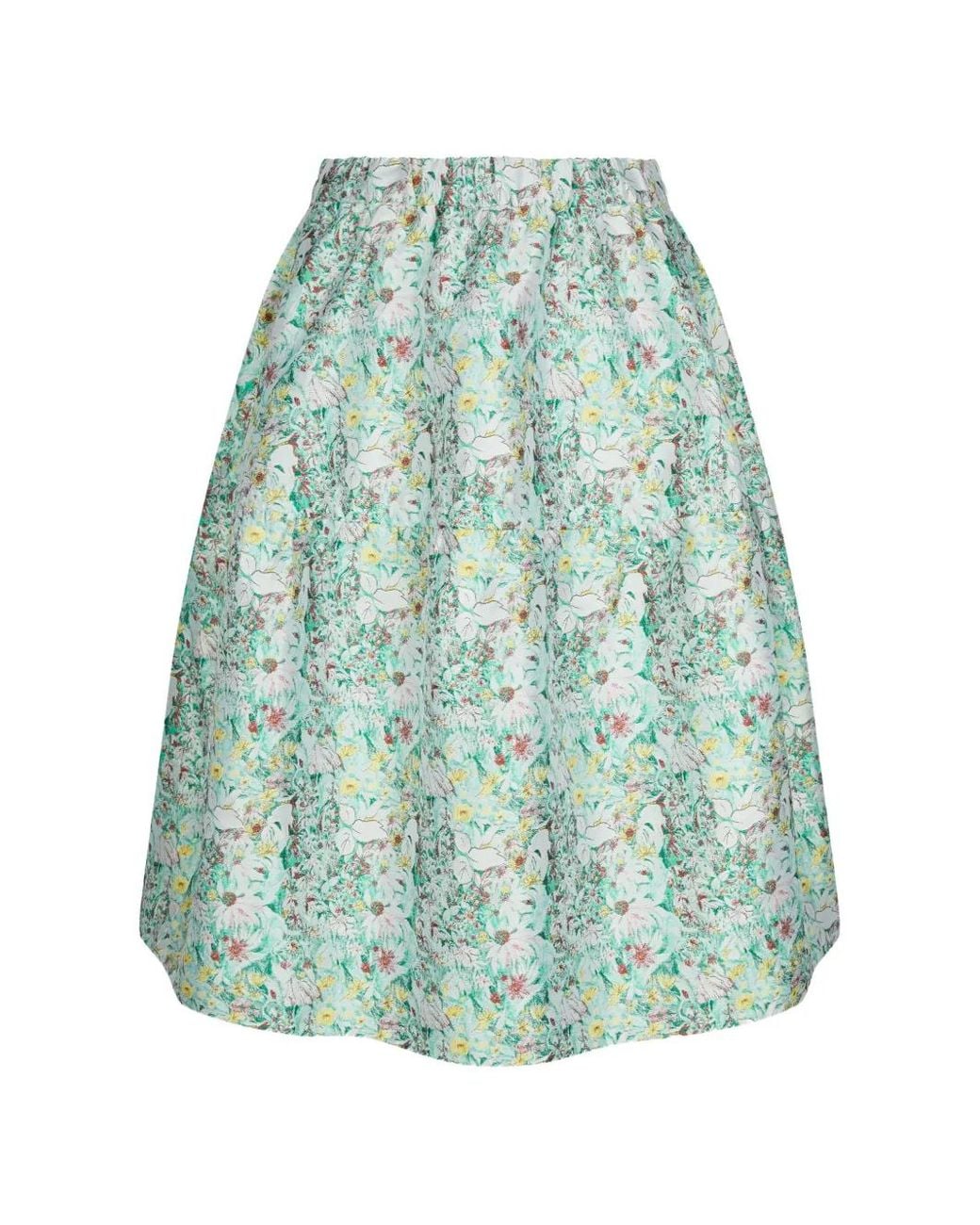 JNBY Blue Floral-Embroidered Midi Skirt