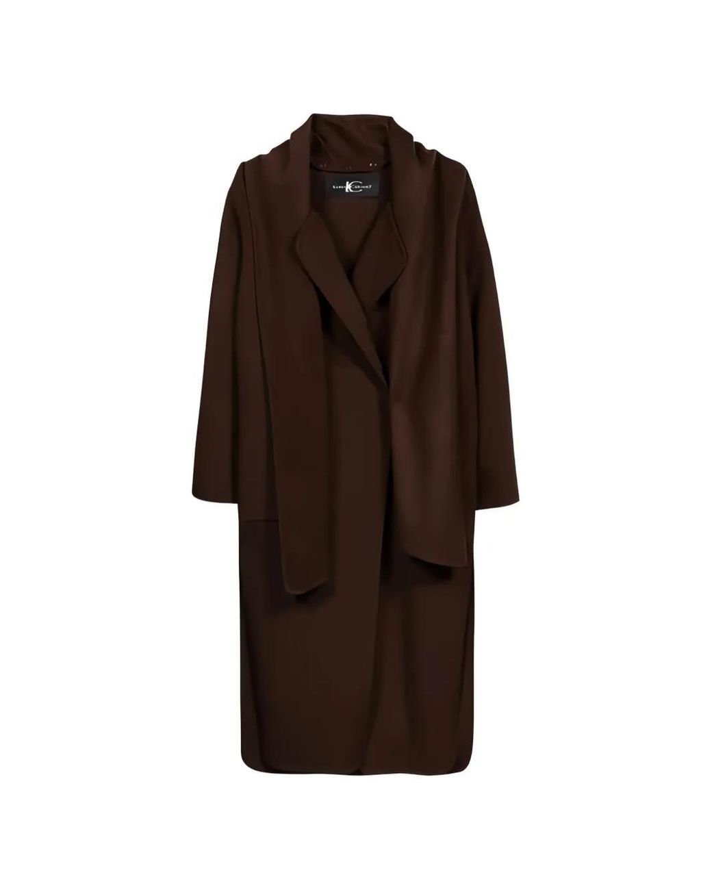 Luisa Cerano Brown Scarf-Detail Double-Face Coat