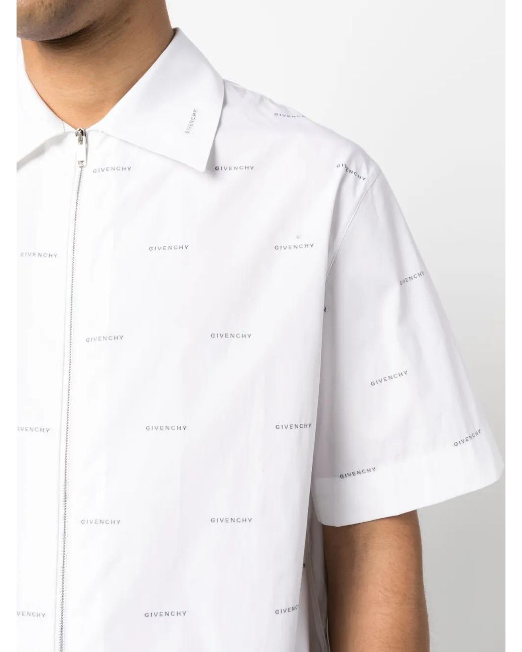 Givenchy White Logo-print Cotton Shirt for men