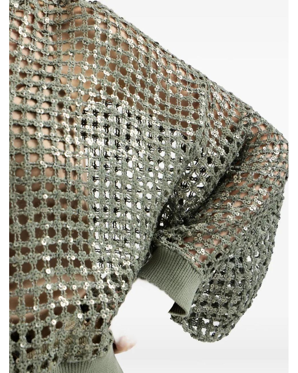 Brunello Cucinelli Green Silk And Linen Blend Cardigan