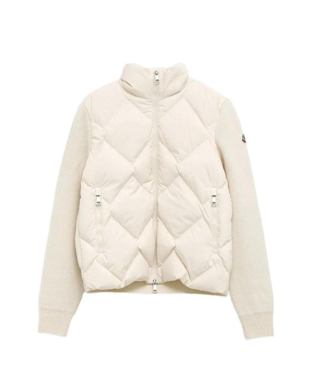 Moncler White Quilted-Down Panelled Cardigan