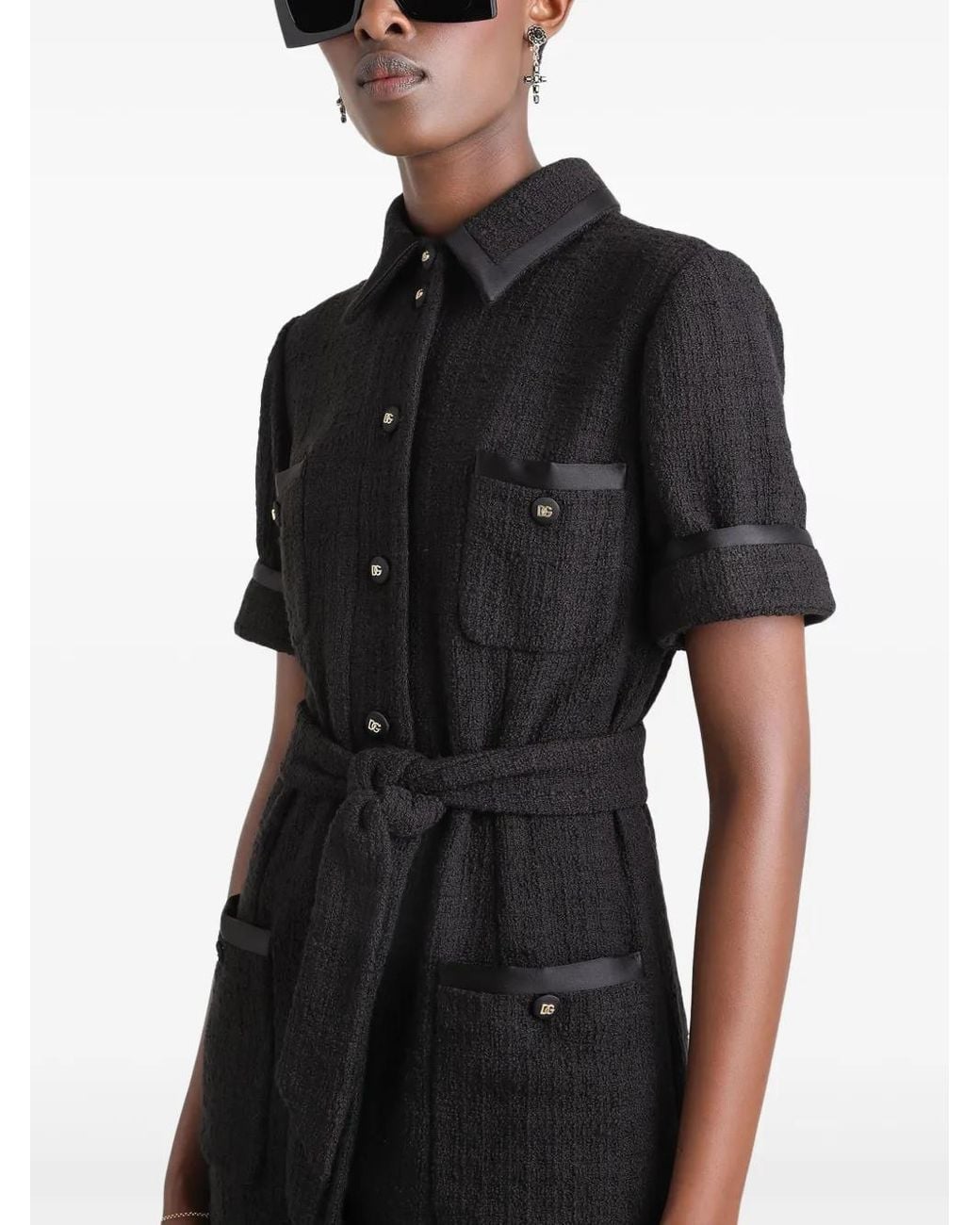 Dolce & Gabbana Black Belted Shirtdress