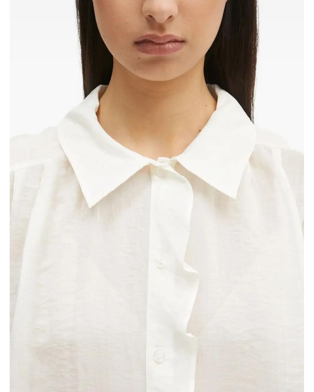 Samsøe & Samsøe White Ruffled Collared Shirt