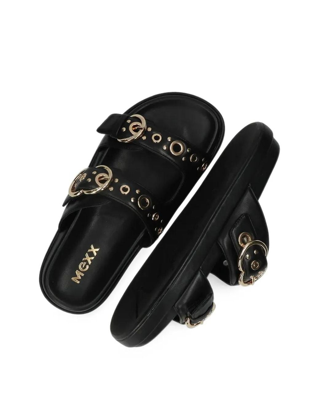 Mexx Black Toma Sikiel Eyelet-Embellished Buckle-Fastening Sandals