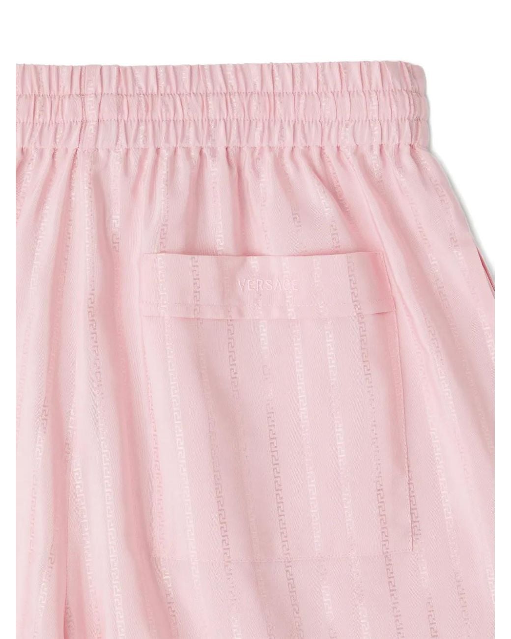 Versace Pink Greca Jacquard Cotton-Silk Shorts