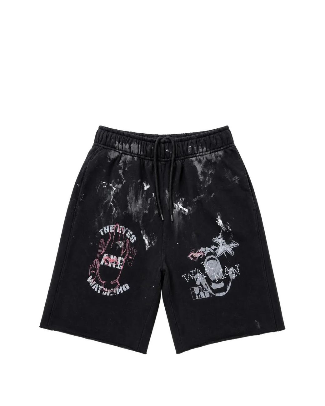 WARMAN Black Graphic-Print Paint-Splatter Shorts for men