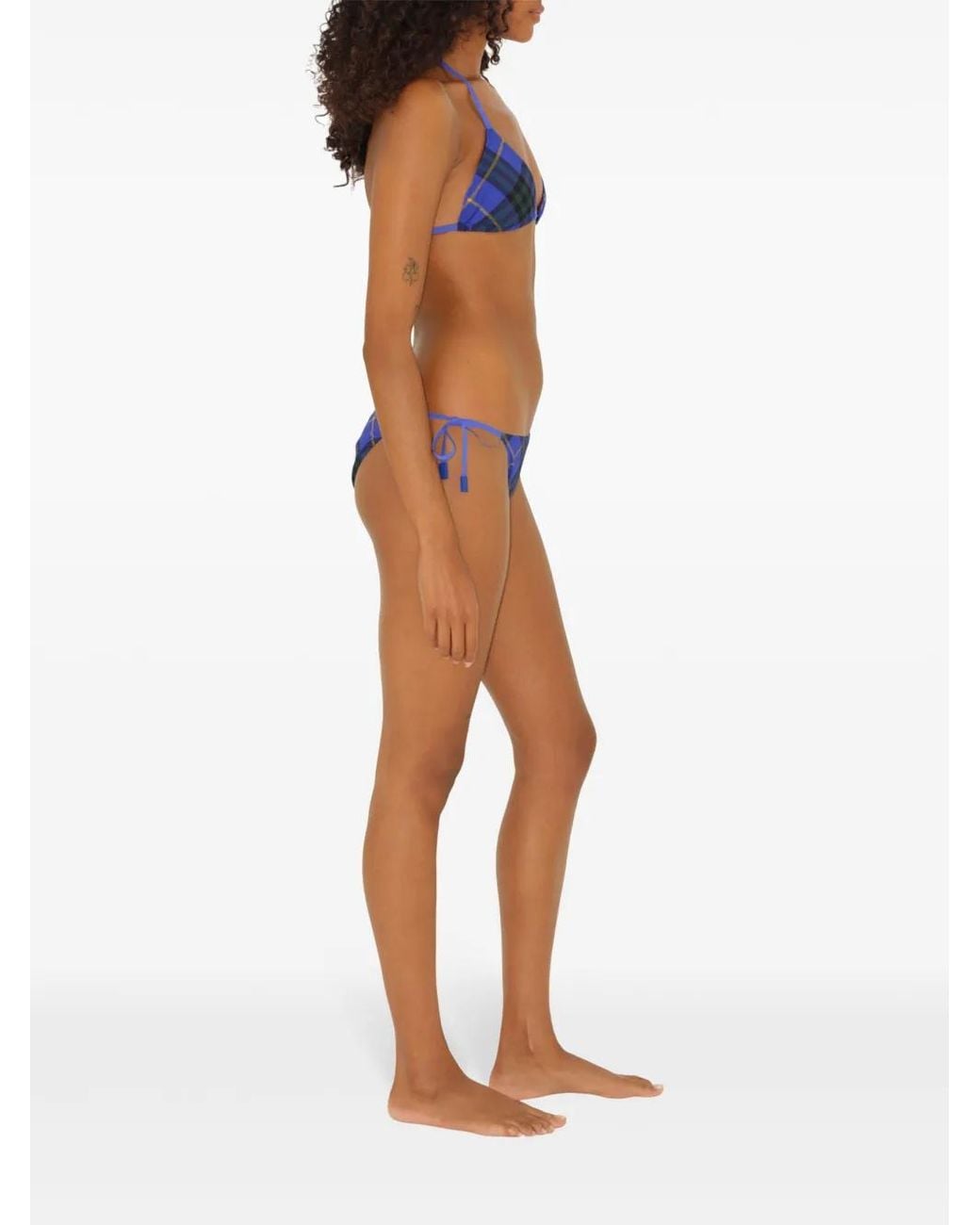 Burberry Blue Checked Bikini Top