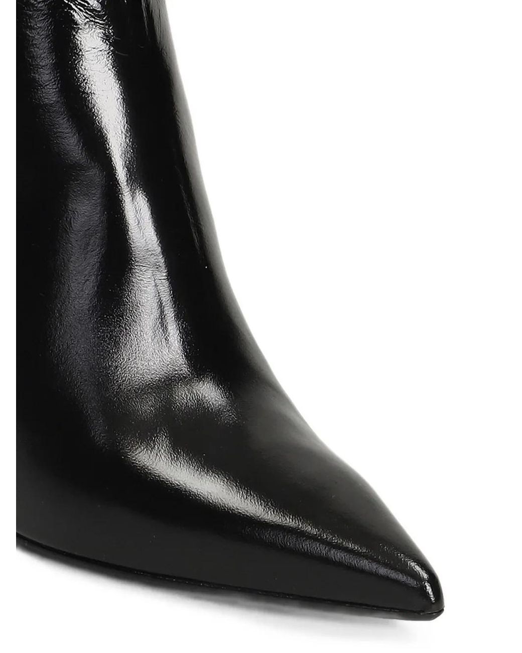 Chantal Black Pointed-Toe Leather Ankle Boots