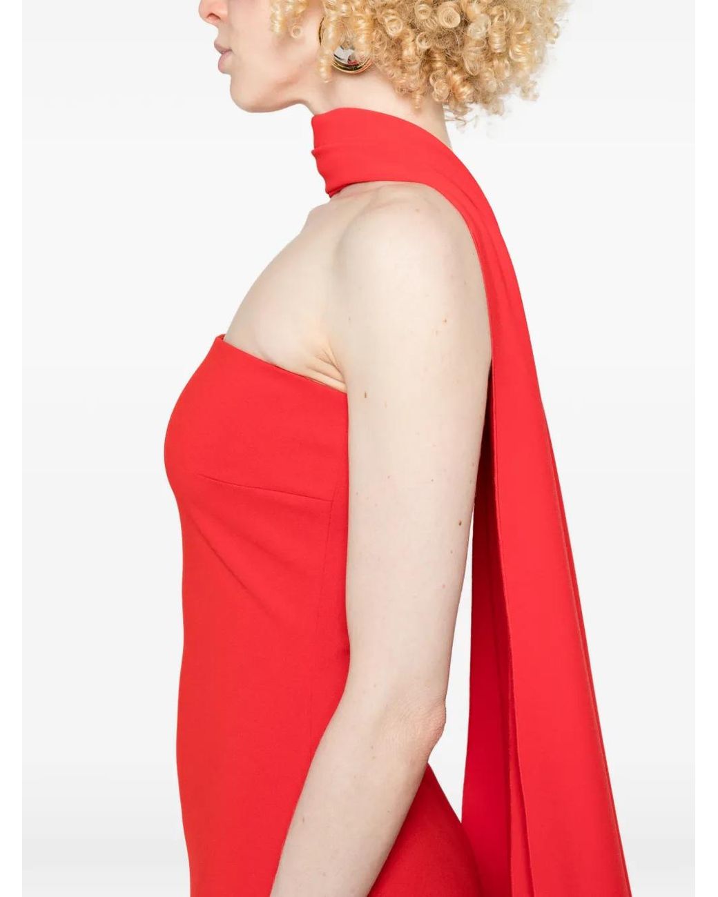 Solace London Red The Martine Draped Midi Dress
