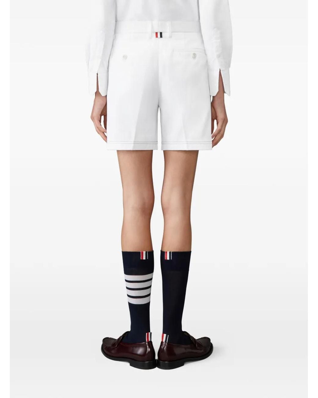 Thom Browne White Cotton Gabardine Chino Shorts