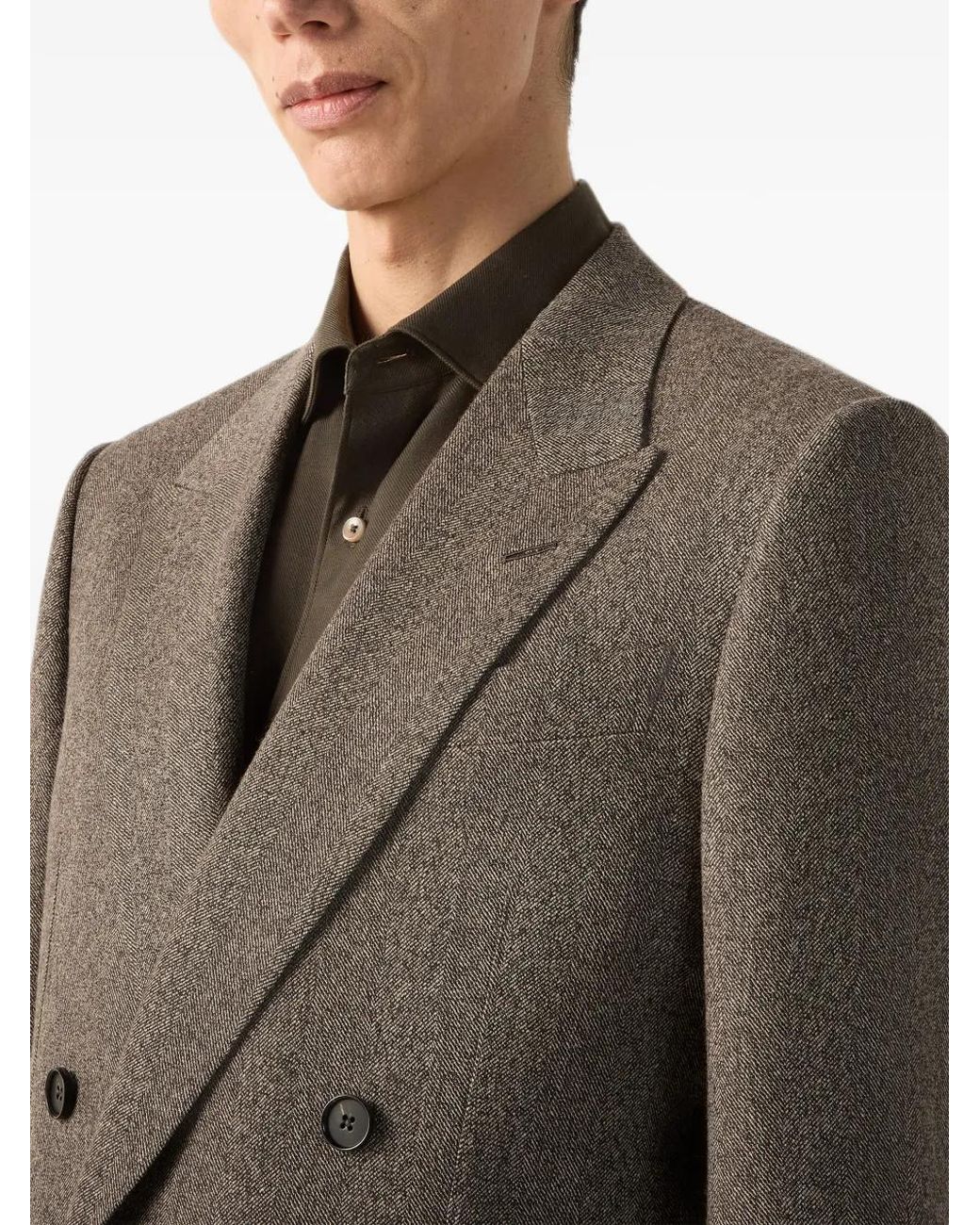 Zegna Brown Light And Dark Wool And Cashmere Jacket for men