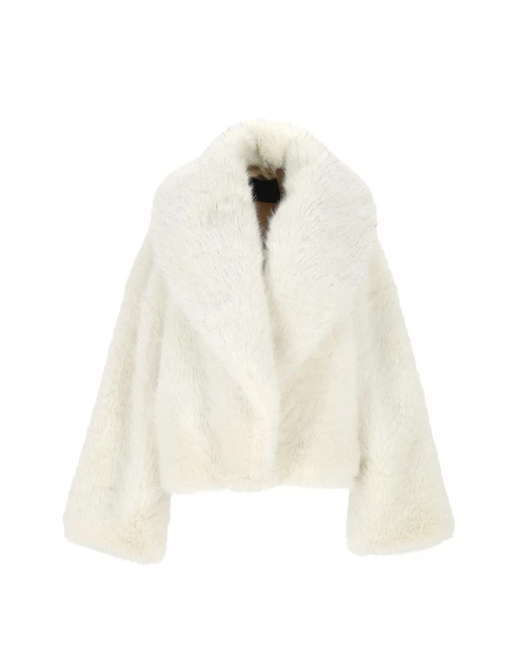 BB COUTURE White Shawl-Lapel Faux-Fur Jacket